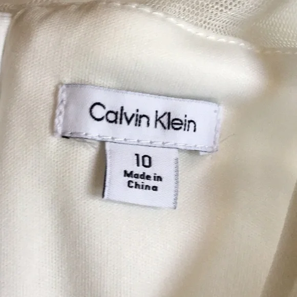 Calvin Klein White Illusion Mesh Bow Front Dress - Picture 4 of 6